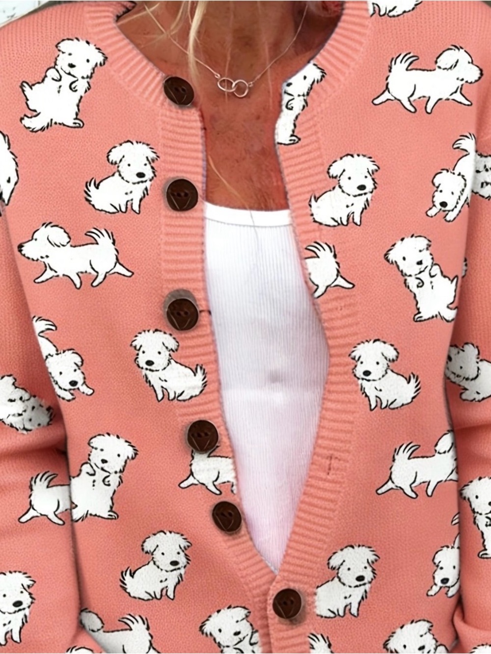 {NEW} Women's Puppy Print Cardigan Sweater S